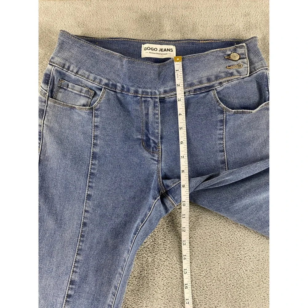 Gogo Jeans Womens Flare Denim Medium Wash Seam Front Bell Bottom Size 5/27 28506